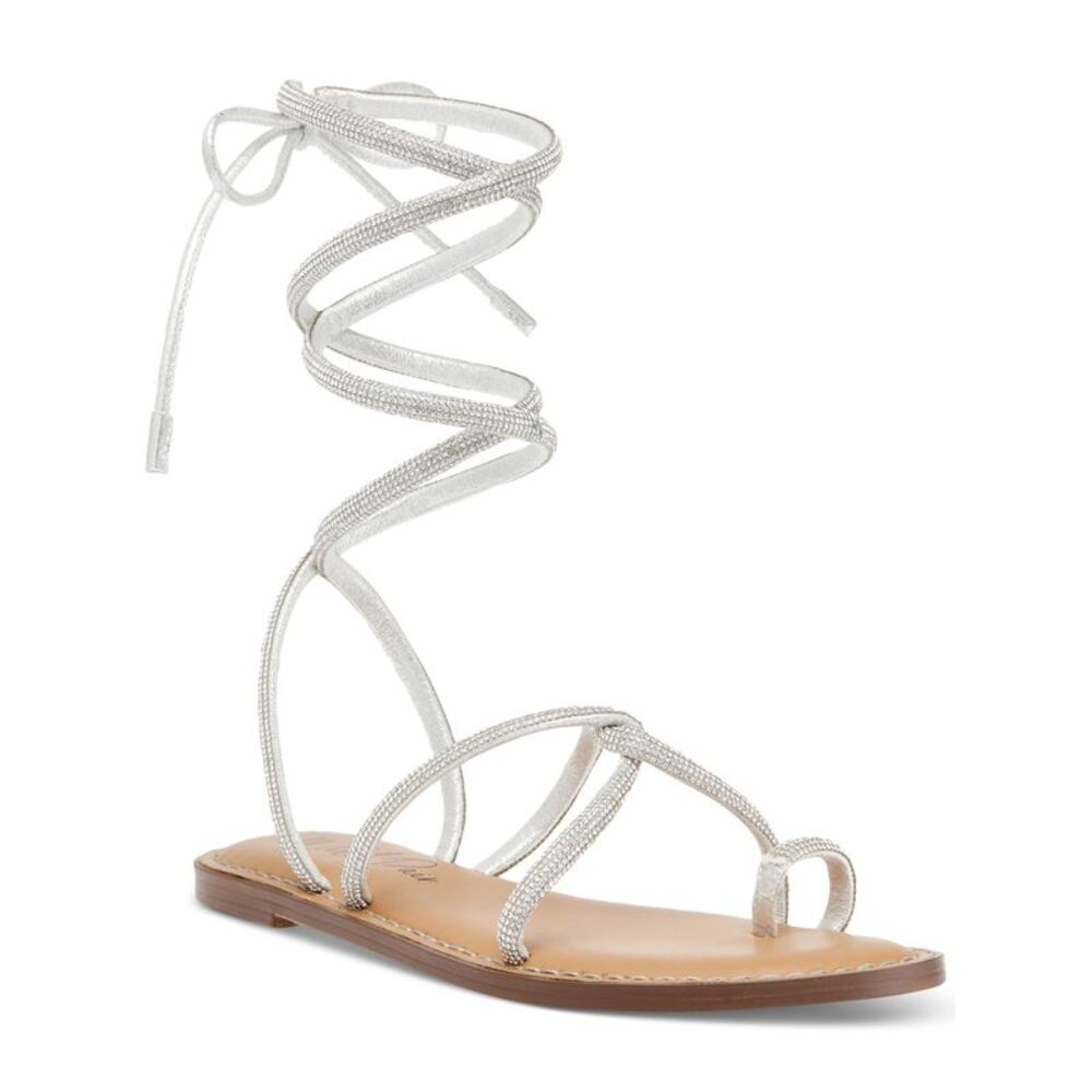 WILD PAIR Womens Silver Sparkle Ring Gennifer Gladiator Sandals Shoes 5.5 M